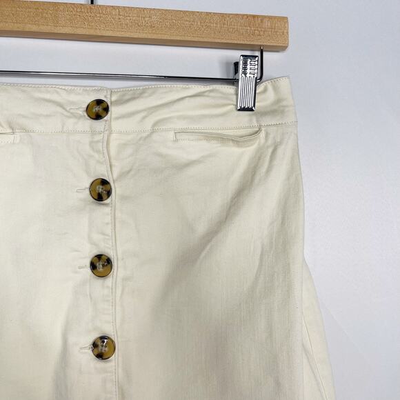 Francescas Mi Ami XSmall XS Cream Scallop Denim Button Front Mini Skirt Cotton - Picture 4 of 9